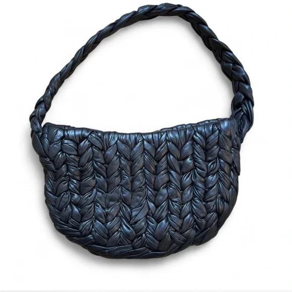 Massimo Dutti Black Woven Leather Bag - Picture 2 of 5